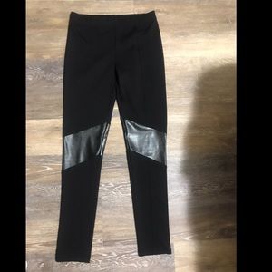 Black leggings with faux leather detailing NWOT